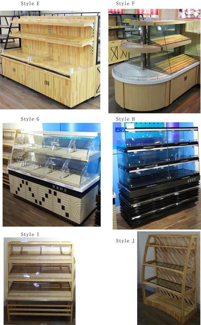 Supermarket Bakery Showcase Glass Wood Cake Display Cabinet