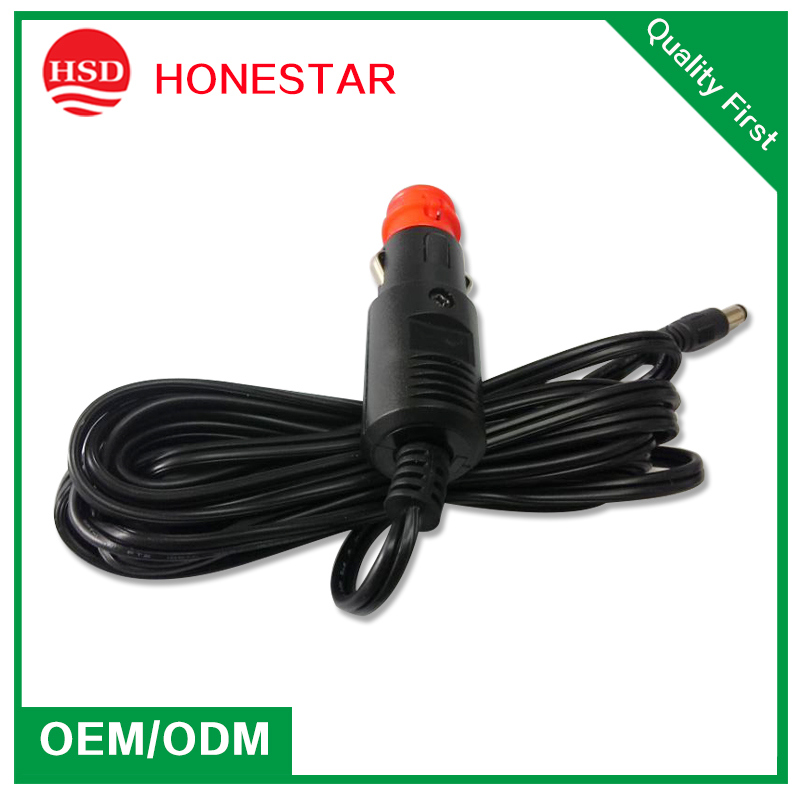 European Style 12V 24V Car Cigarette Lighter Adapter with DC Cable and LED Light