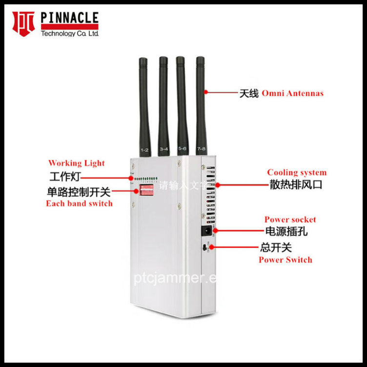 New High Power 8CH Handheld Jammer for Blocking CDMA, GSM, UMTS, Dcs, Phs, PCS, 3G, 4G Lte, Wimax Wi-Fi, Bluetooth, GPS Signal