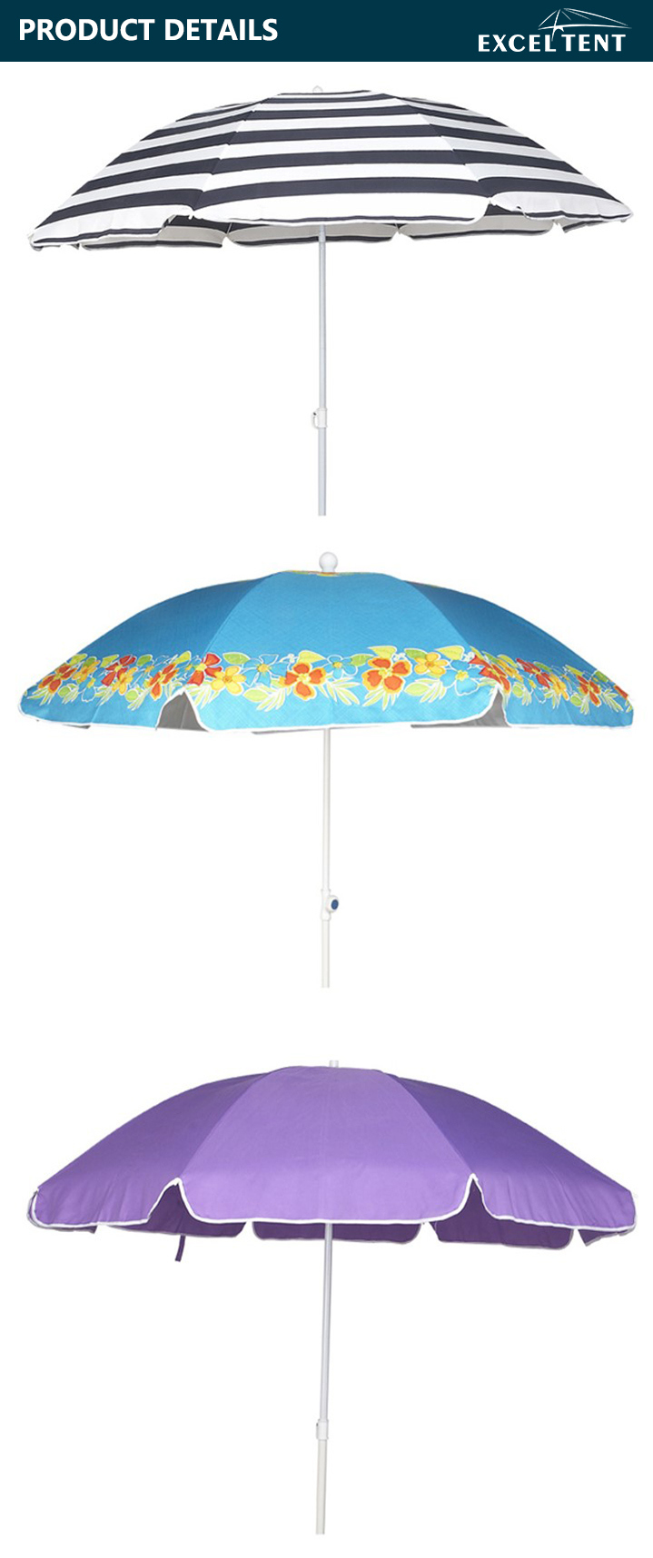 UV Protection Display Advertising Steel Beach Sun Umbrella