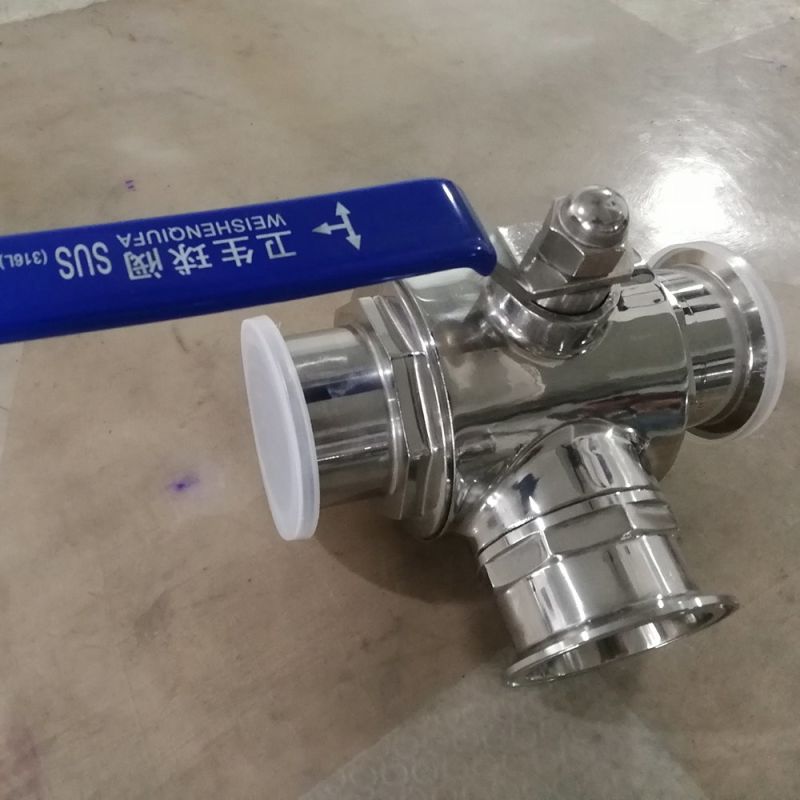 3-Way L or T Port Three-Way Sanitary Stainless Steel CF8/CF8m/CF3m/316L/304L Ball Valve Clamp End