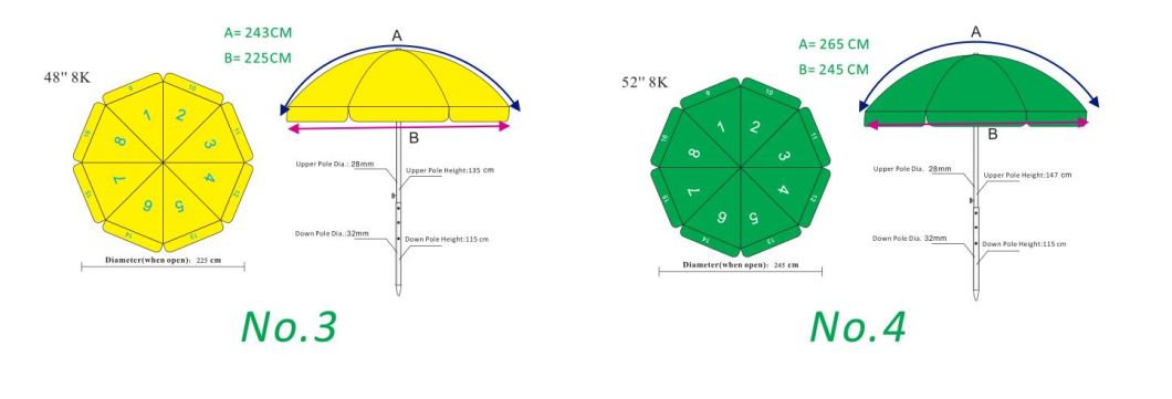 Aluminum Folding Sun Umbrella Parasol