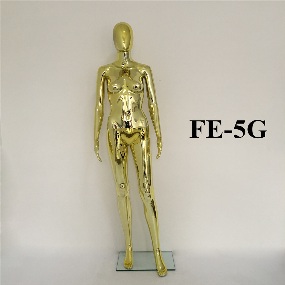 6 FT Plastic Female Mannequin Chrome Mannequin Chrome Golden Plated Mannequin