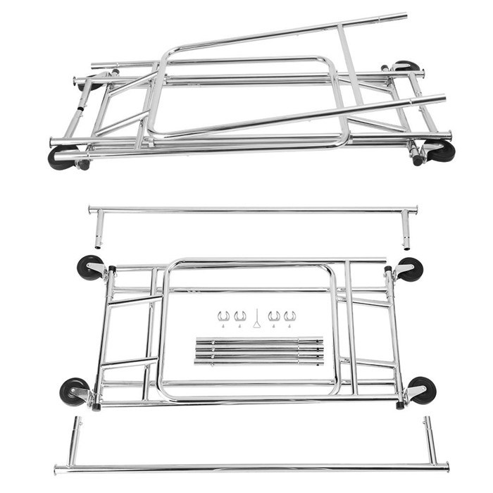 Stainless Steel Chrome Finish Garment Rolling Collapsible Rack Rail Double Rail (JP-CR406)