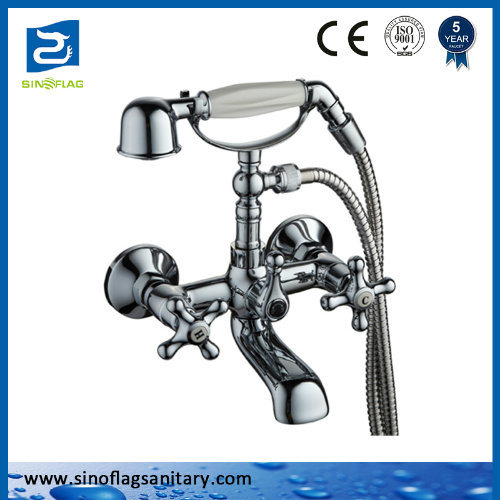 Luxury Double Handle Brass Bathroom Basin Mixer Faucet