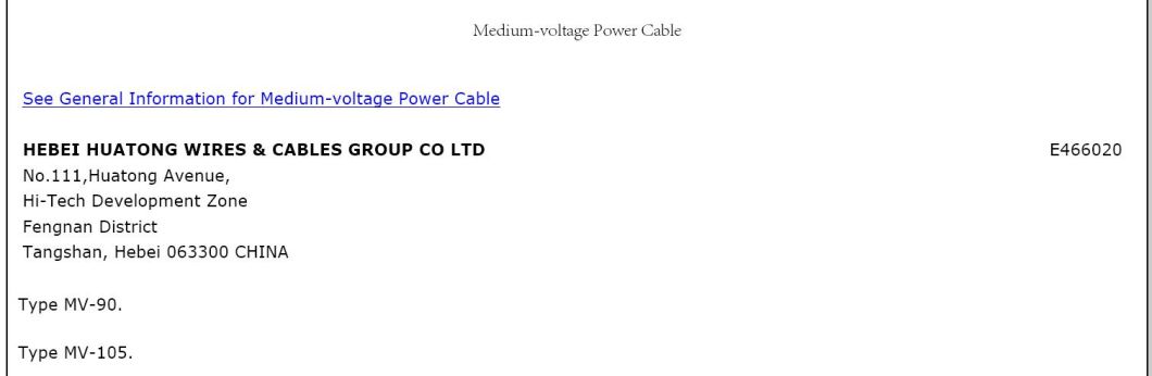 Power Cable Mv 90 Cu/XLPE/Cws/PVC 250kcmil Size