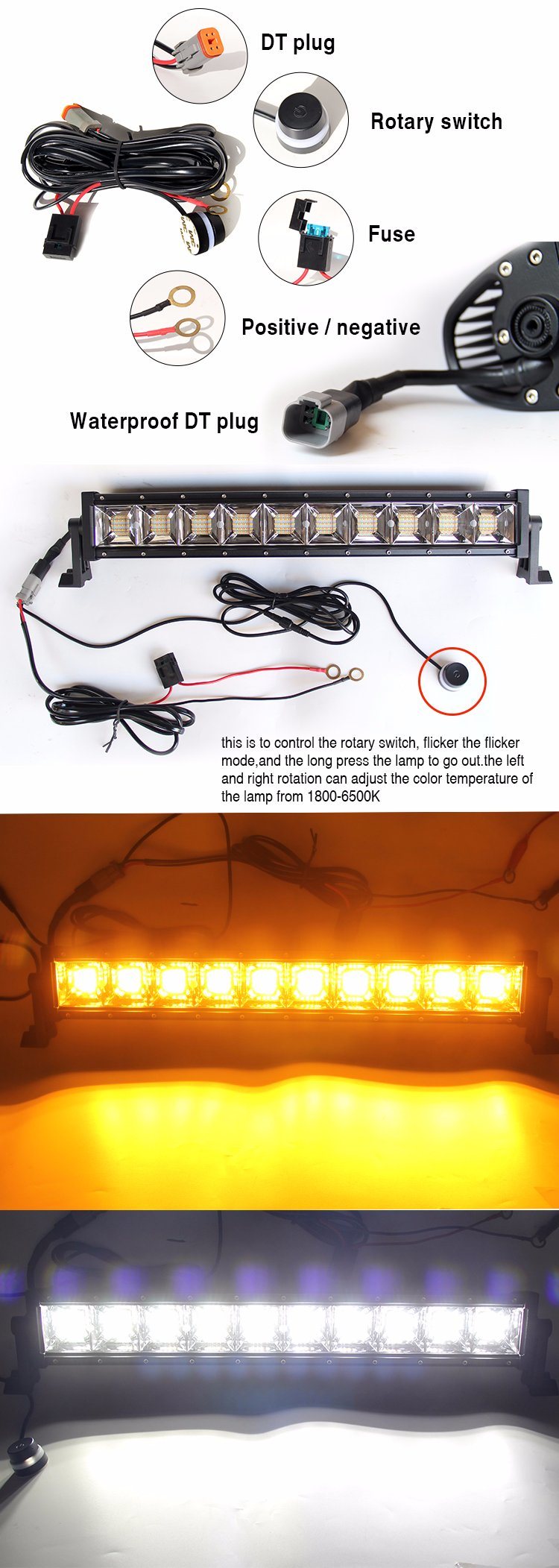 2018 4X4 Truck Jeep Bar Lights Amber White off Road 22 Inch Offroad CREE Dual Color Strobe LED Light Bar