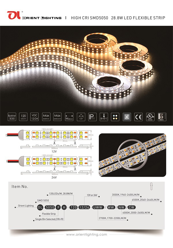 UL Ce 5050 Dual Line Waterproof IP68 LED Strip Light