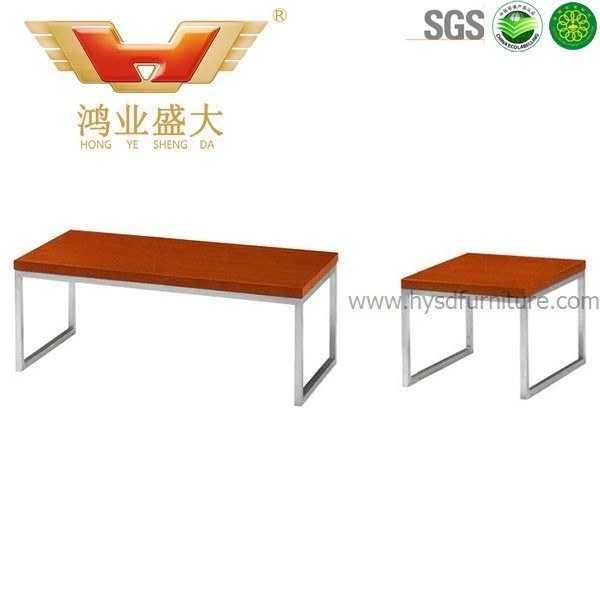 Rectangular Steel Legs Wooden Painting Coffee Table (HY-403)