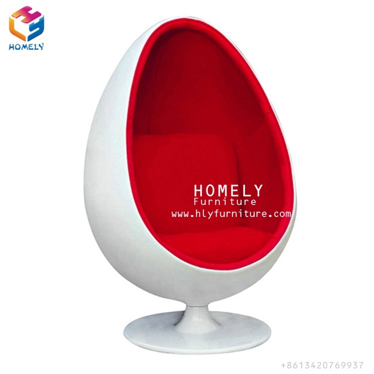 Modern Swivel Base Fiberglass Ball Replica Egg Pod Chair