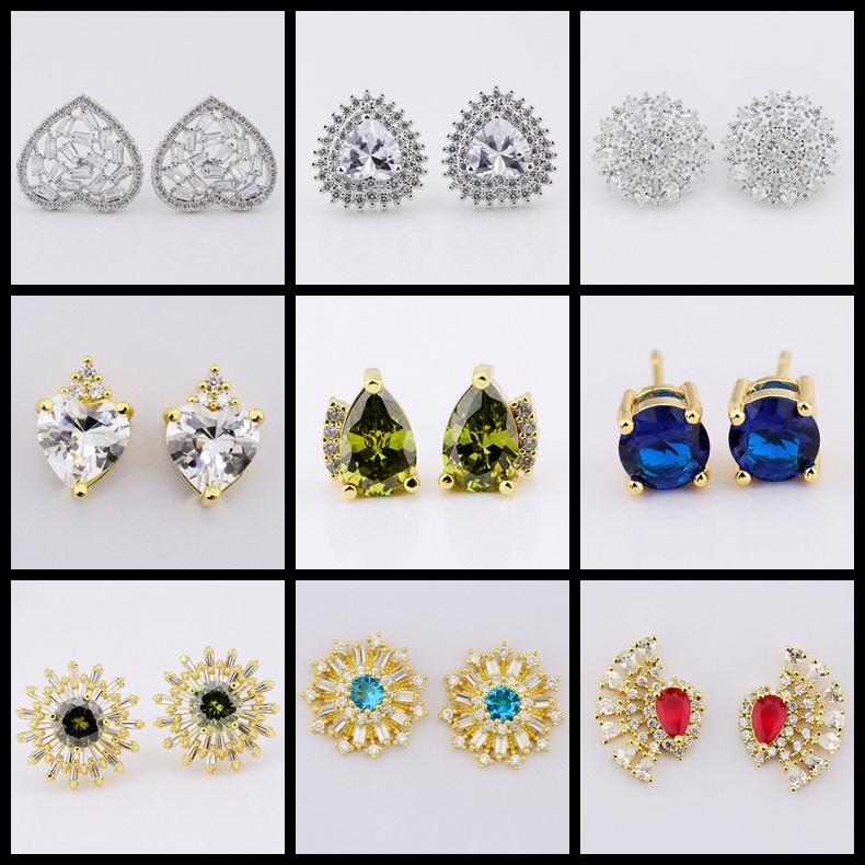 Retro Daily Wear Women accessories CZ Jewelry Stud Earrings in 2017