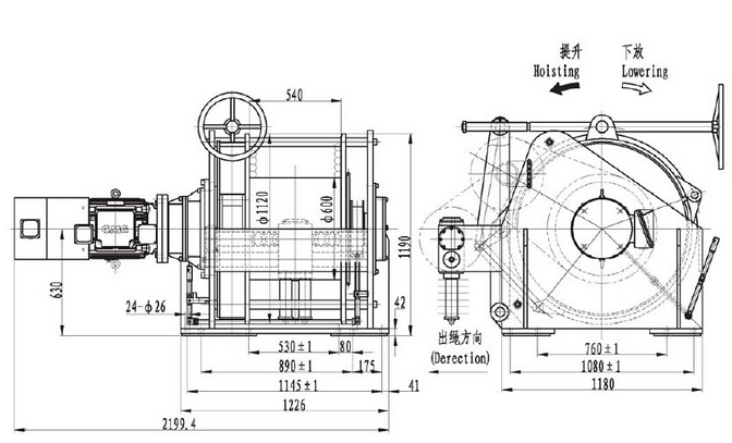 Ini 100kn 10 Ton Electric Hydraulic Towing Winch for Marine, Mooring Winch