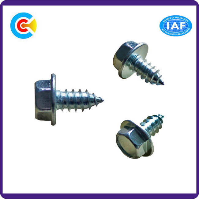 Carbon Steel Galvanized Hexagonal Flange M6 Non-Slip with Self-Tapping Screws