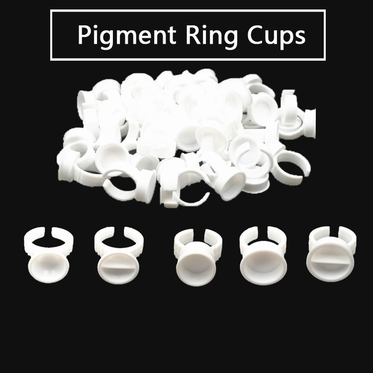 100 Units/Bag Tattoo Ink Ring Cup Plastic Microblading Pigment Ring Holder for Eyebrow Cosmetic