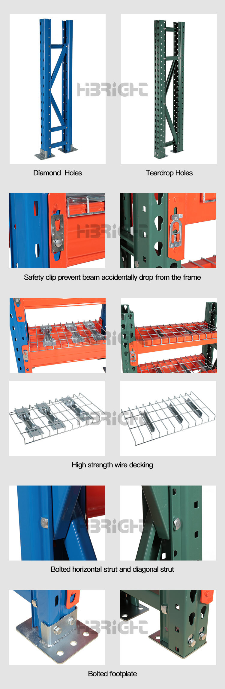 Warehouse Industrial Metal Steel Storage Shelving Steel Selective Pallet Rack