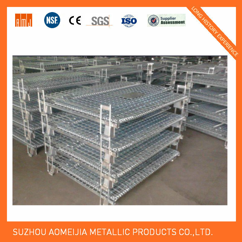 Folding Wire Mesh Container/ Stackable Storage Cage/ Metal Basket