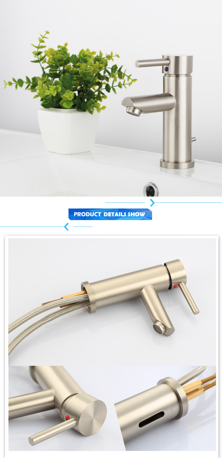 Single Handle Basin Faucet Water Tap with Brush Nickel