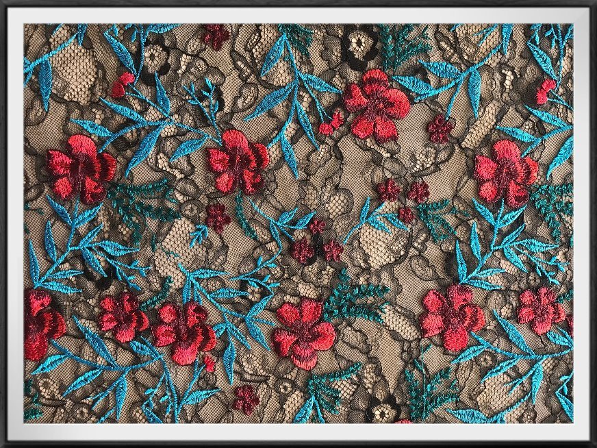 Multicolor Lace Fabric with Embroidery Nylon Lace Fabric with Embroidery