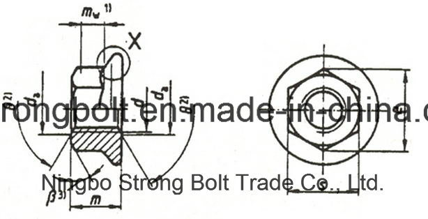 DIN6923 Hex Flange Nut with Yellow Zinc Plated M6