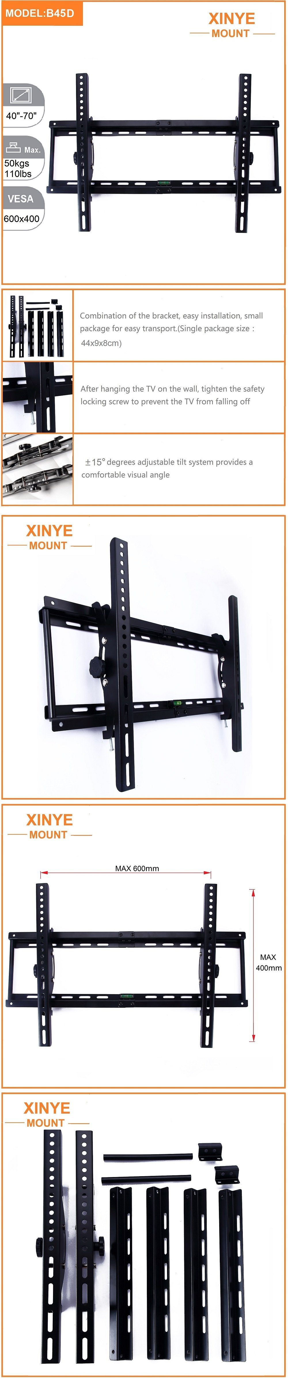 B45D Combination Tilting TV Mount & TV Wall Bracket for 40-70