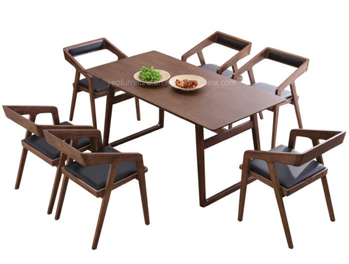 Dining Room Furniture Set Solid Wood Table and PU Leather Chair