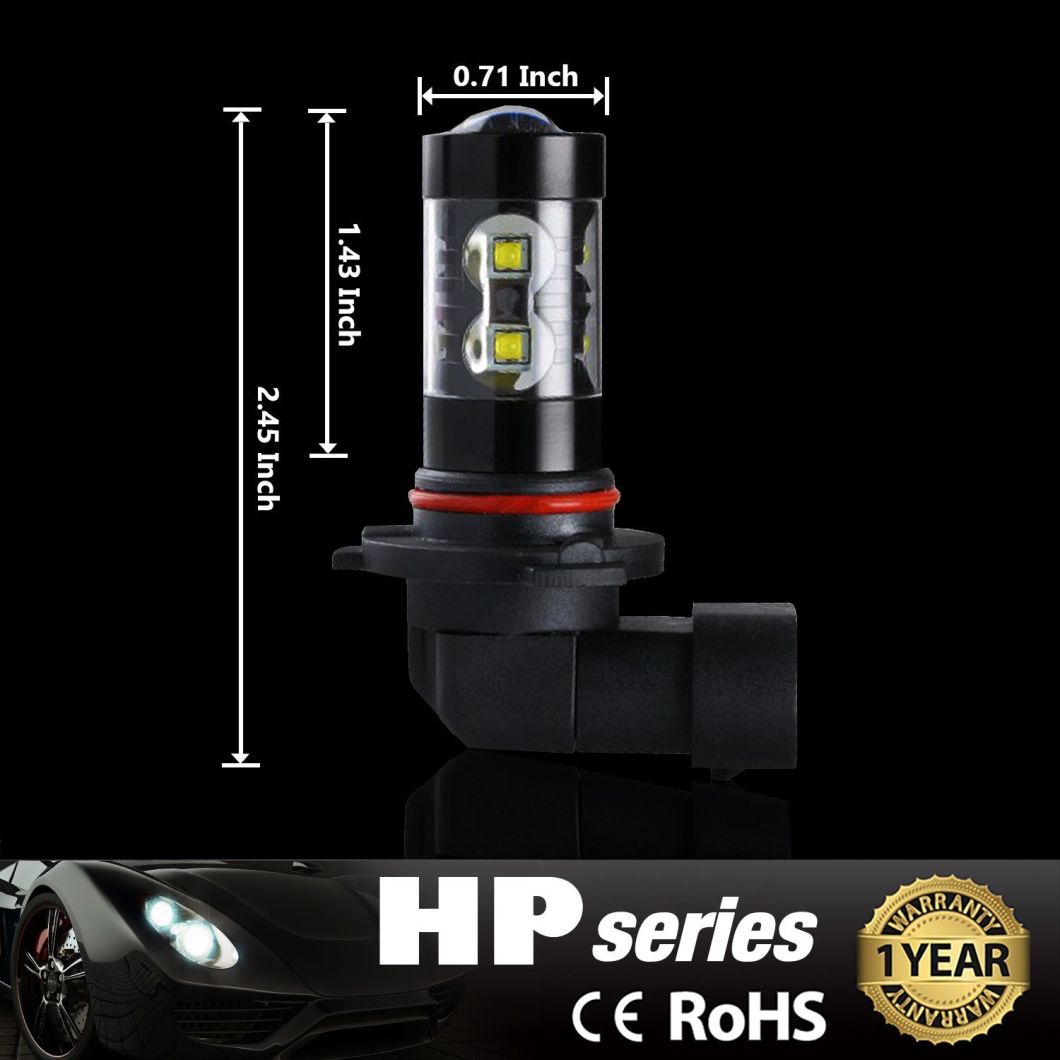 Extremely Bright Max 50W High Power H10 9145 LED Bulbs for DRL or Fog Lights, Xenon White