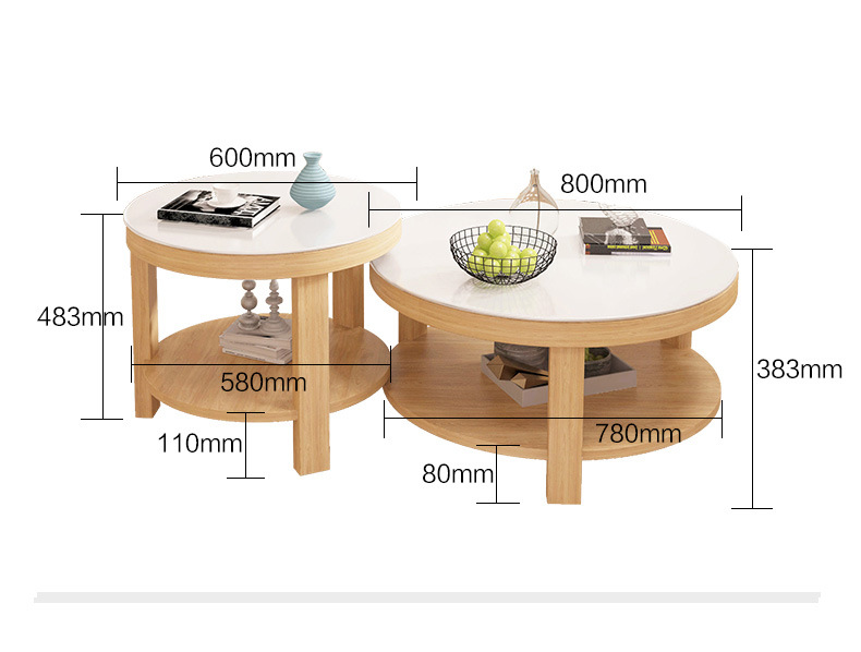 Marble Round Coffee Table Wooden Frame