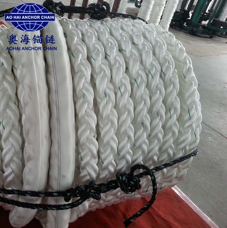 ABS/BV/Lr/ Certificate 48mm 8 Stain Core, Plaited Braided Nylon/PE/PP/UHMWPE Mooring Rope