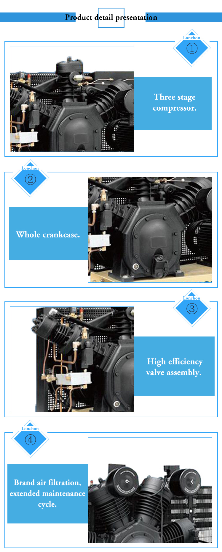 Durable Ship Rock Breaker Two Stage Reciprocating Air Compressor