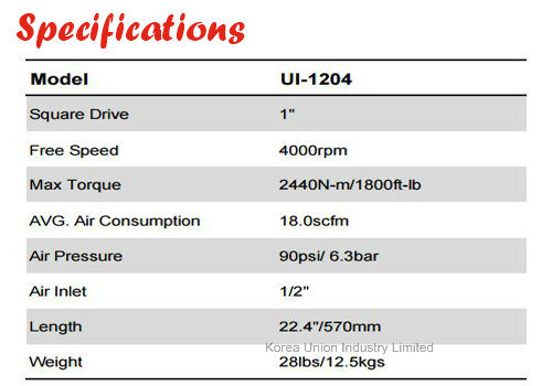 1 Inch Truck Tire Repair Air Impact Tool Ui-1204