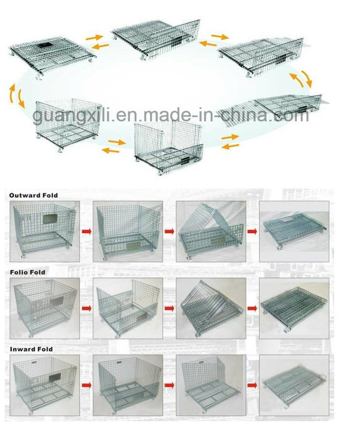 Steel Collapsible Wire Mesh Cage and Storage Basket for Pallet Rack