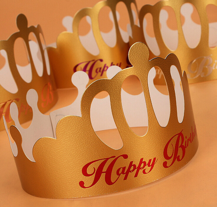 Golden Printing Birthday Party Paper Hat