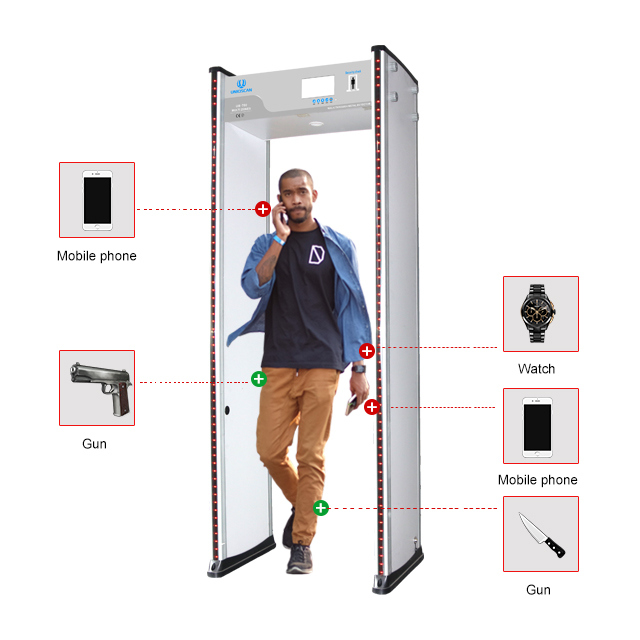 6-24 Zones Walk Through Metal Detector Used in Hotel, Metro Station Security Scanner Door Frame Metal Detector