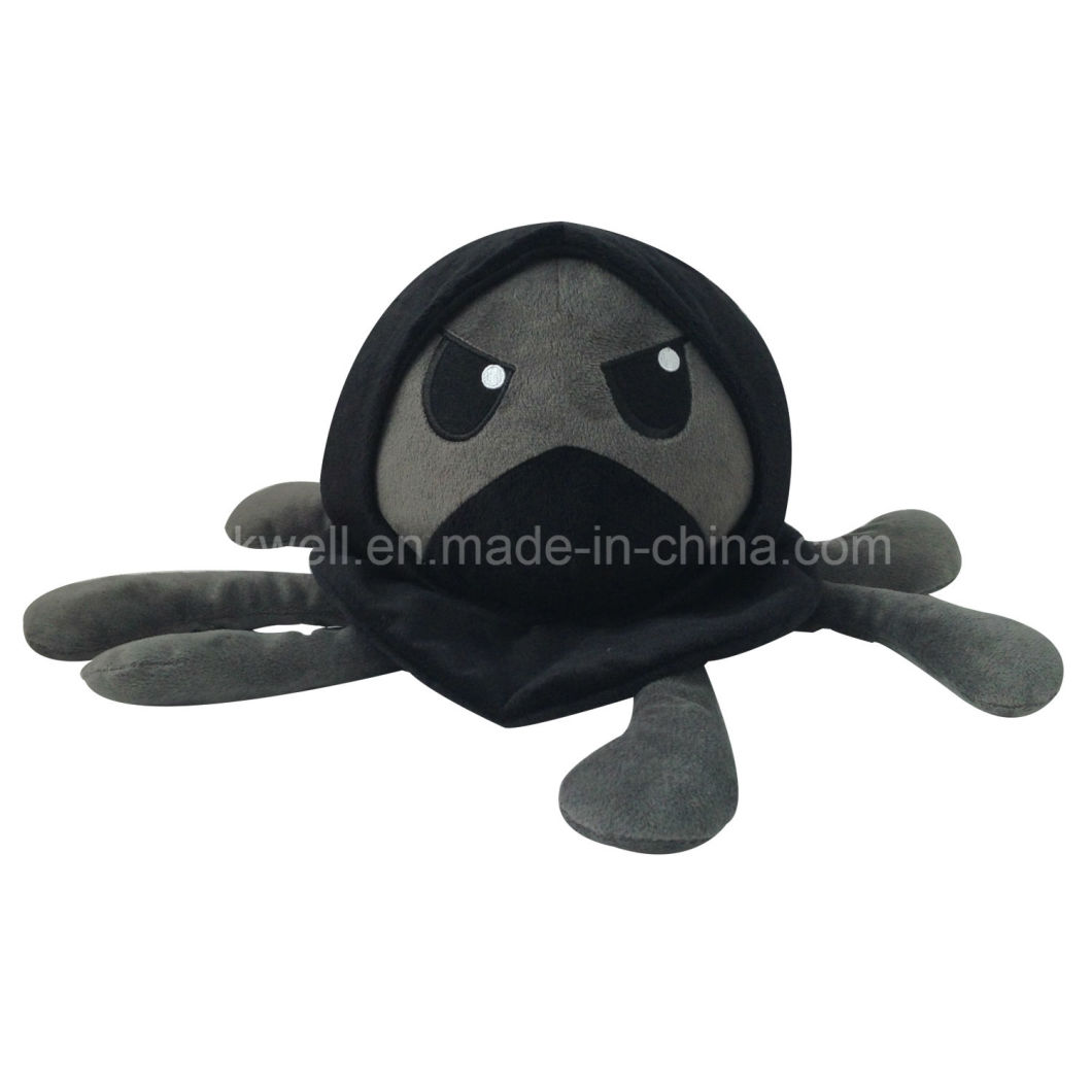 Plush Stuffed Black Octopus Jellyfish with Hoodie Doll Toy