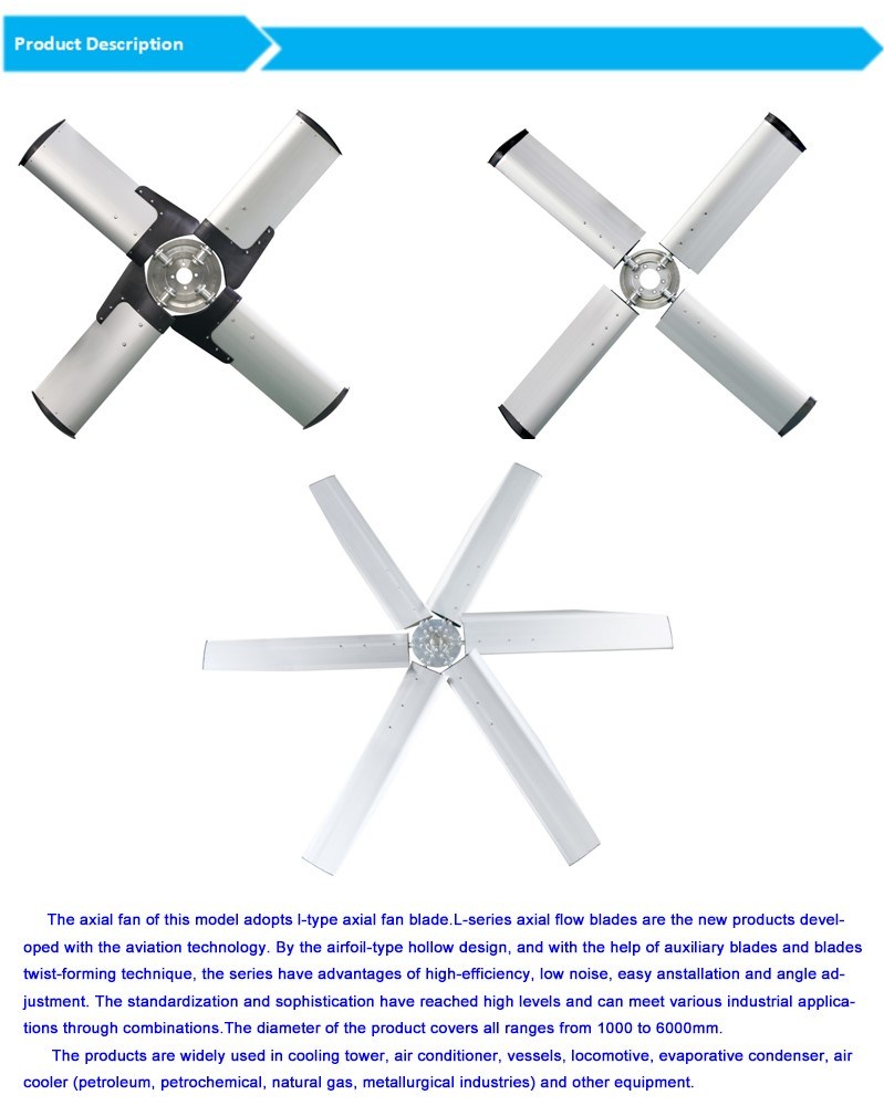 1800mm Hollow Aluminum Profiles Axial Fan for Cooling Tower and Other Ventilation Equipment