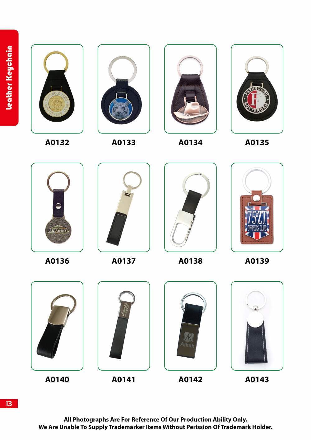 Wholesale or Custom Zinc Alloy Metal Leather Keychain