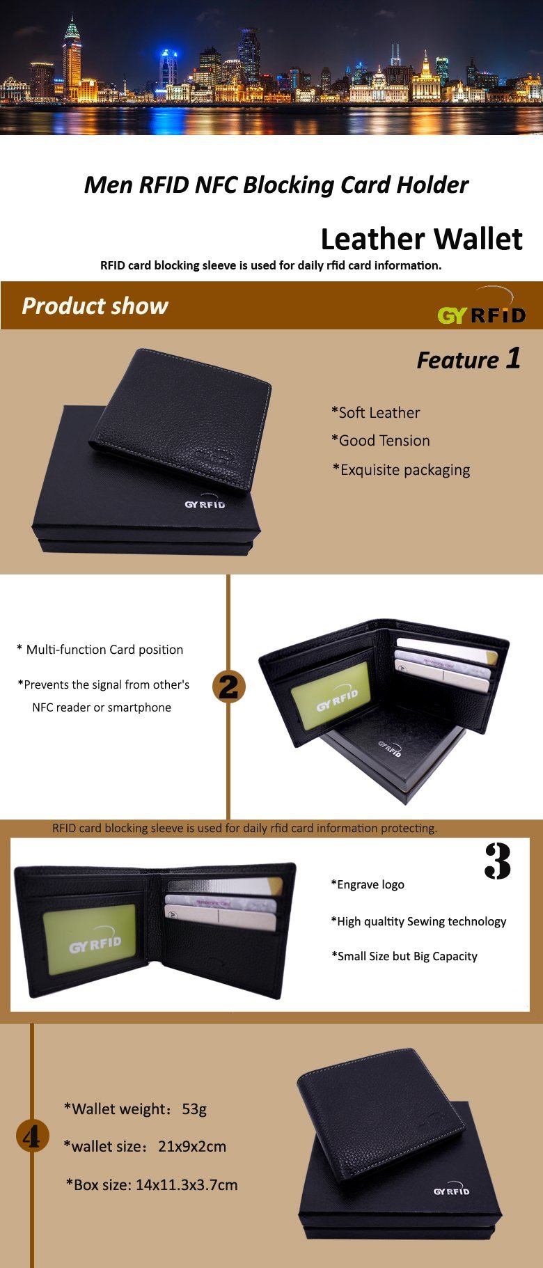 Business Men Genuine Leather Wallet Cash Clip RFID Blocking RFID Information Protection Wallet Card Holder