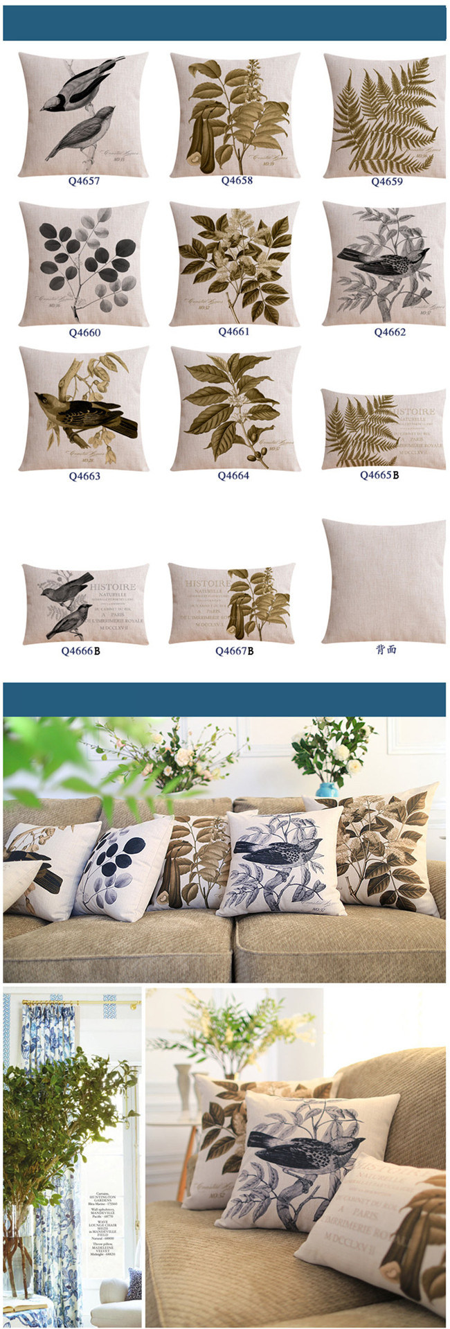 Yrf Soft Low Price Printed Cotton Linen Pillows Couch Bed Pillow
