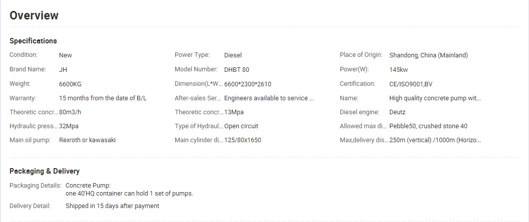 Hot Sale! 80m3/H Diesel Engine Trailer Concrete Pump for Sale with Ce Certificated