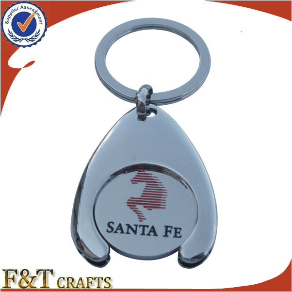 Supermarket Shopping Euro Size Metal Trolley Coin with Keyring (FTTR0102A)