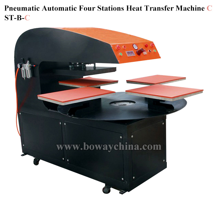 U Design 4 Stations Flatbed Pneumatic Automatic T-Shirt Hot Heat Transfer Press Printer