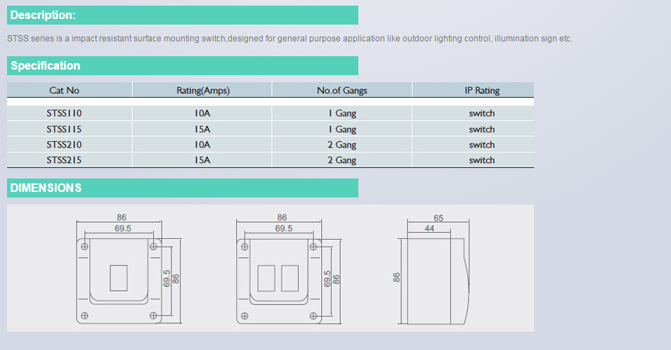 Stss Waterproof Industrial Switchgear with Good Quality