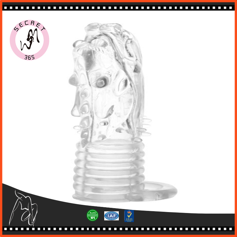 Clear Crystal Skin Pharaoh Penis Extension Sleeve Reusable Delay Condoms