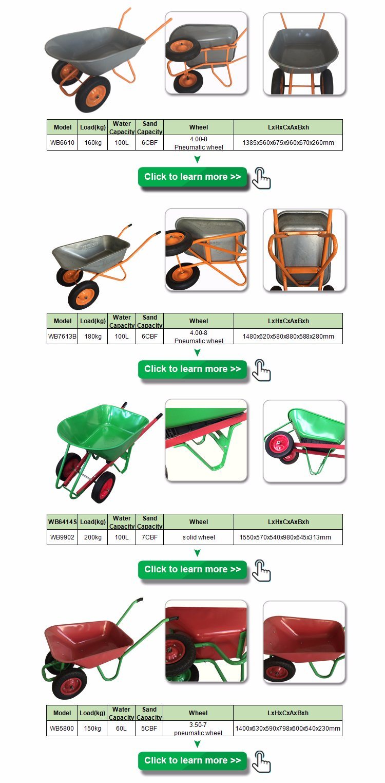 Wheel Barrow and Wheelbarrow with Double Pneumatic Wheels