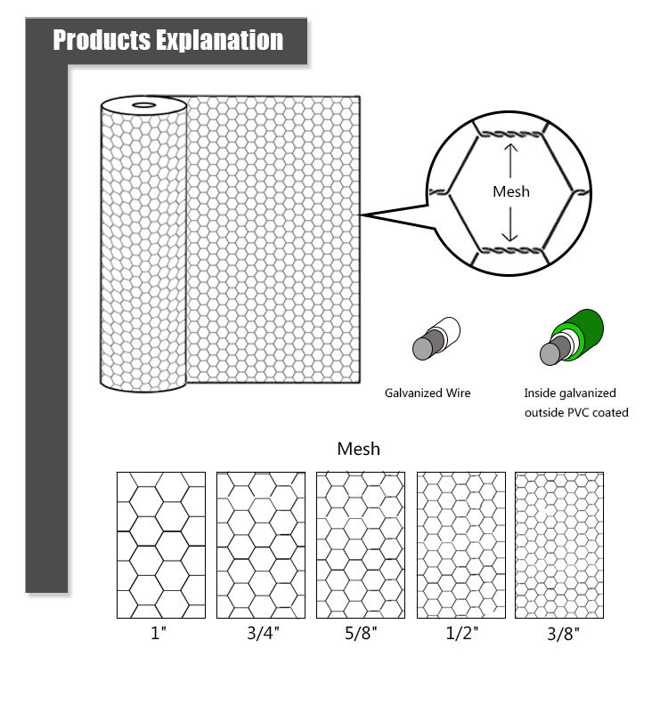 0.8mm Wire Galvanized Hexagonal Wire Mesh