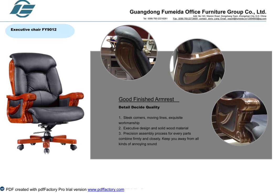 Swivel Leather Executive Office Chair with Solid Wood Foot (FY9002)