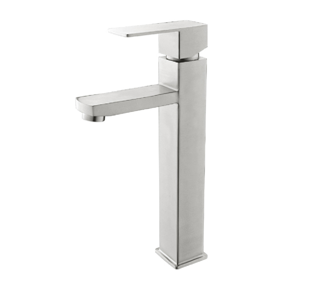 Hot Sale Square Design Single Handle Stainless Steel Basin Faucet