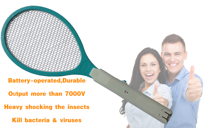 Battery Operated Electric Mosquito Swatter with Disinfection Function