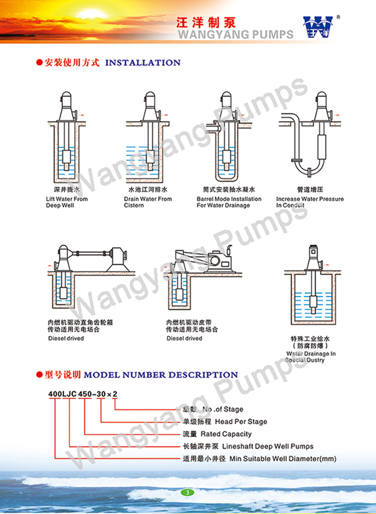 China Supply Long Shaft Deep Well Centrifugal Water Pump