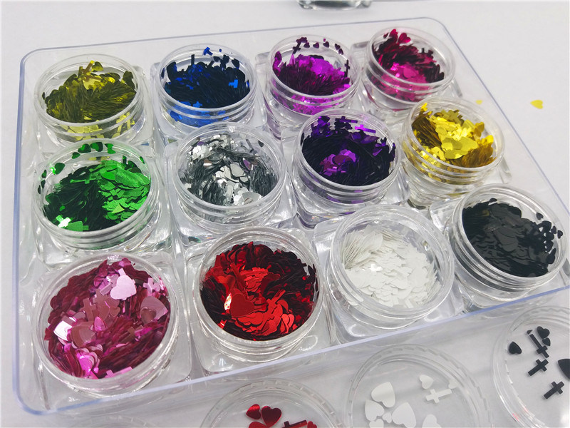 Hearth & Cross Mixed Pure Color Glitter for Nail Art and Nail Beauty 12 Colors in 1set